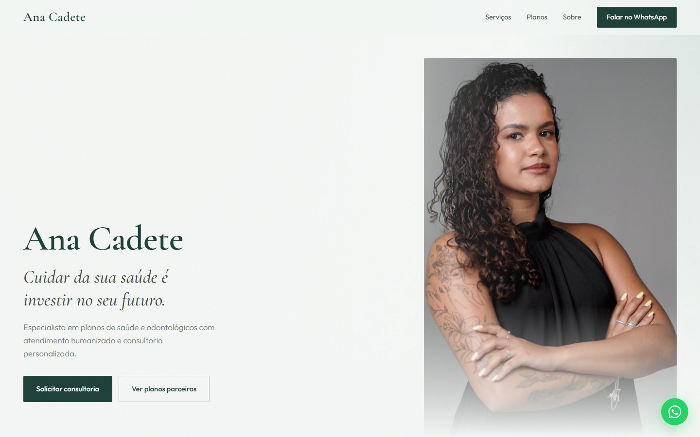 Landing Ana Cadete — consultoria em planos de saúde