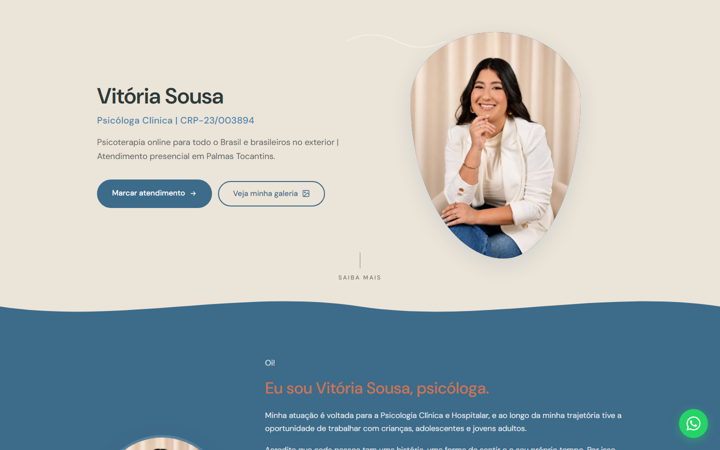Landing Vitória Sousa — psicóloga clínica em Palmas